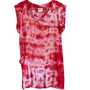 Gypsy 05 100% Silk Red Tie Dye Midi Maxi Dress Womens Sz. XS Hipster Boho Chic
